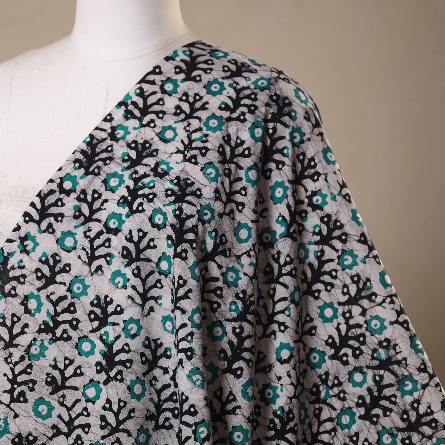 Grey - kutch batik cotton fabric 58 - handcrafted