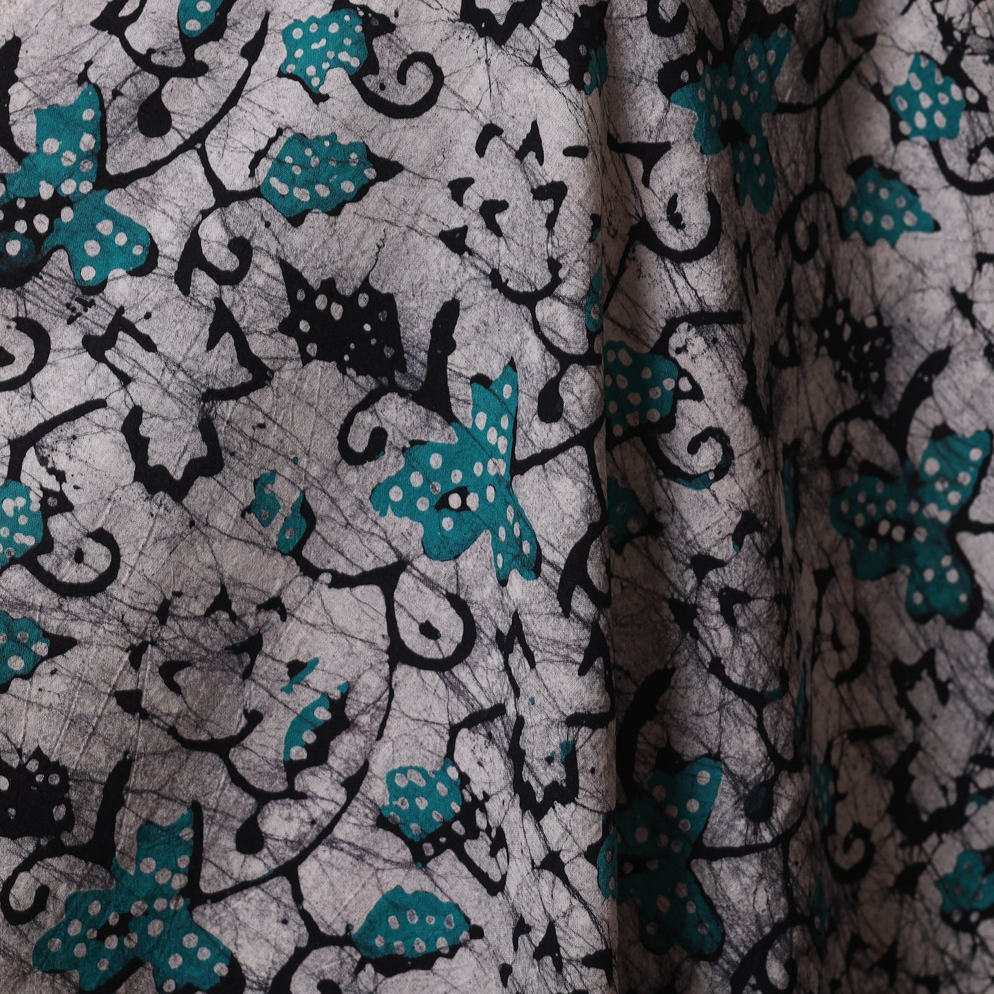 Grey - kutch batik cotton fabric 67 - handcrafted