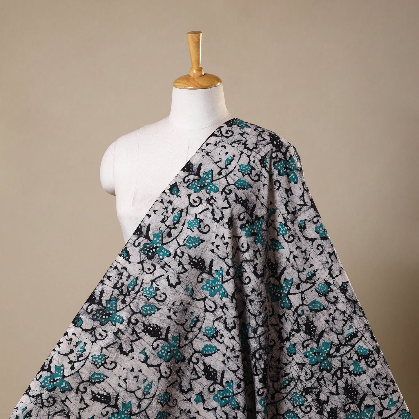 Grey - kutch batik cotton fabric 67 - handcrafted