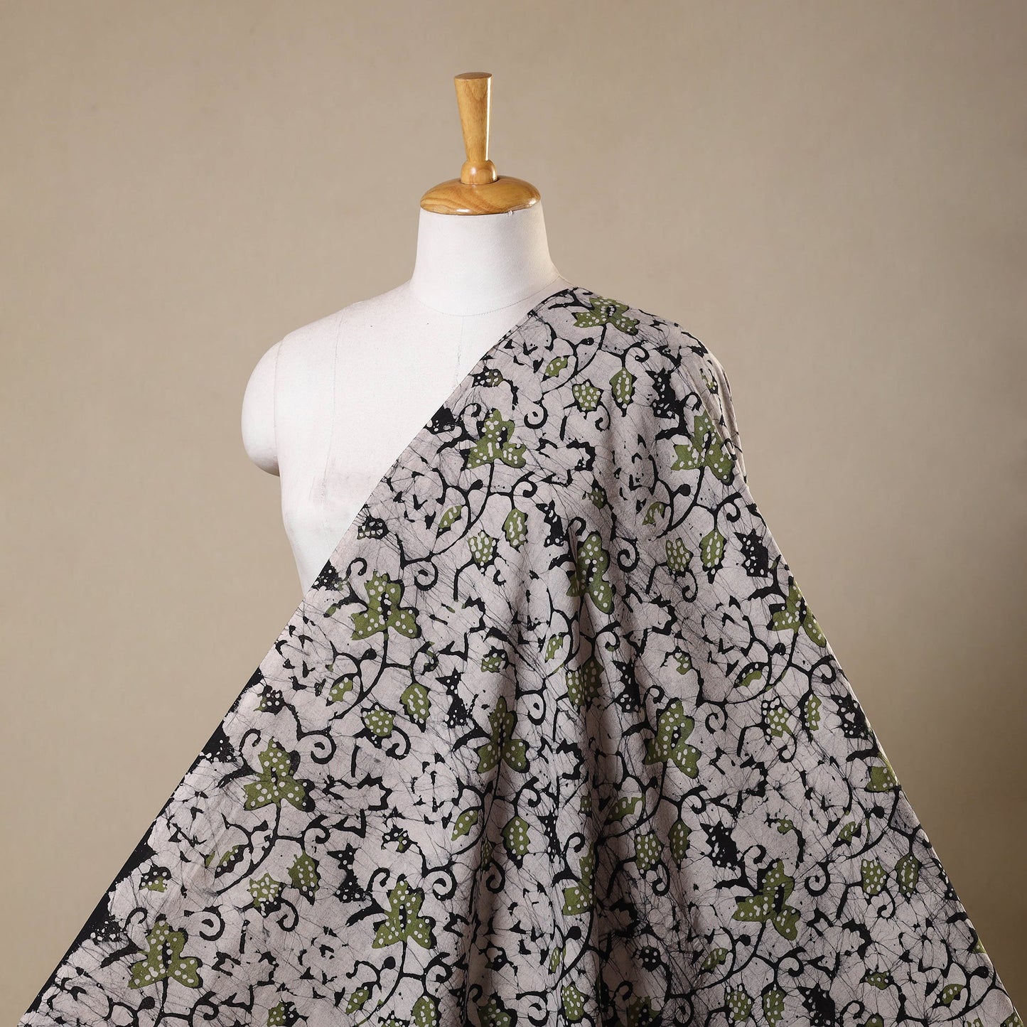 Grey - kutch batik cotton fabric 68 - handcrafted