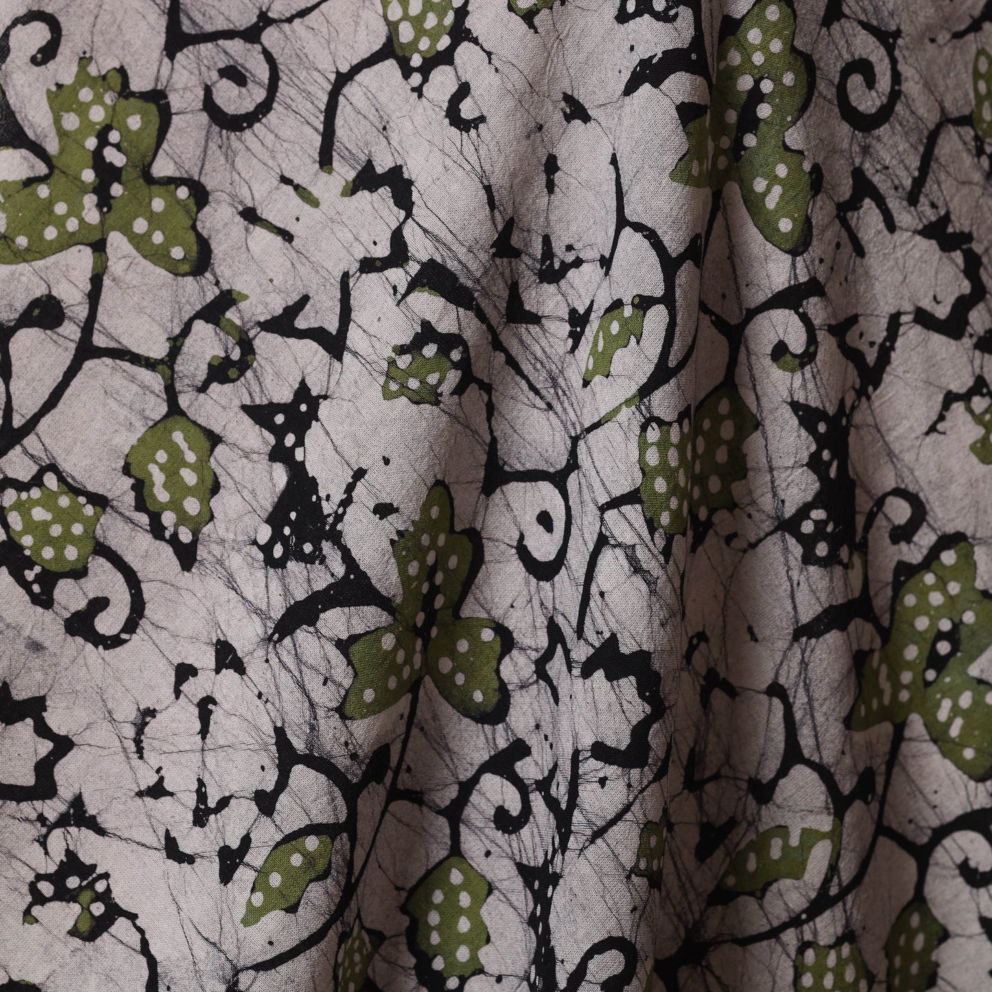 Grey - kutch batik cotton fabric 68 - handcrafted