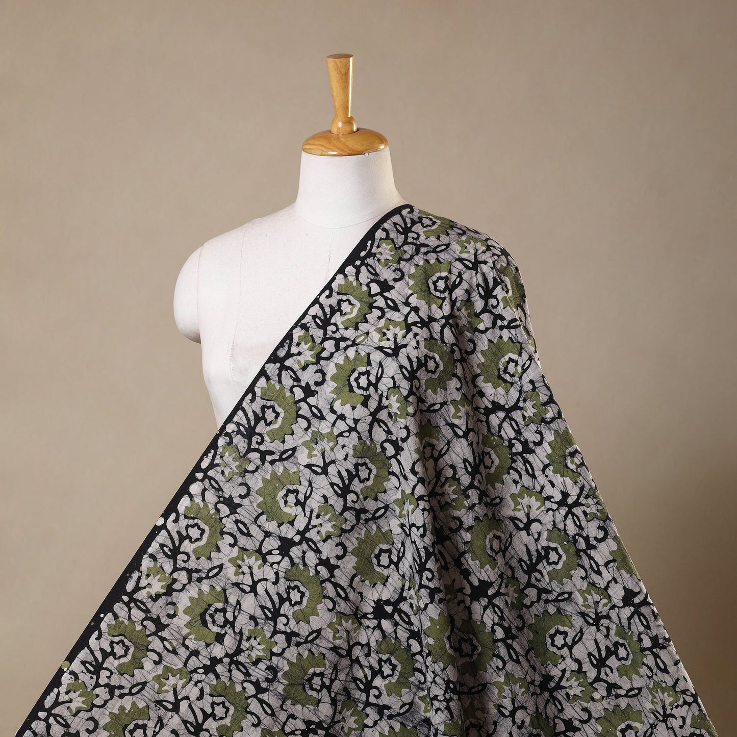 Grey - kutch batik cotton fabric 69 - handcrafted