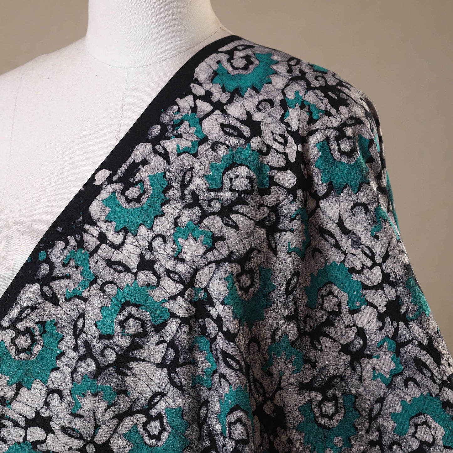 Grey - kutch batik cotton fabric 80 - handcrafted