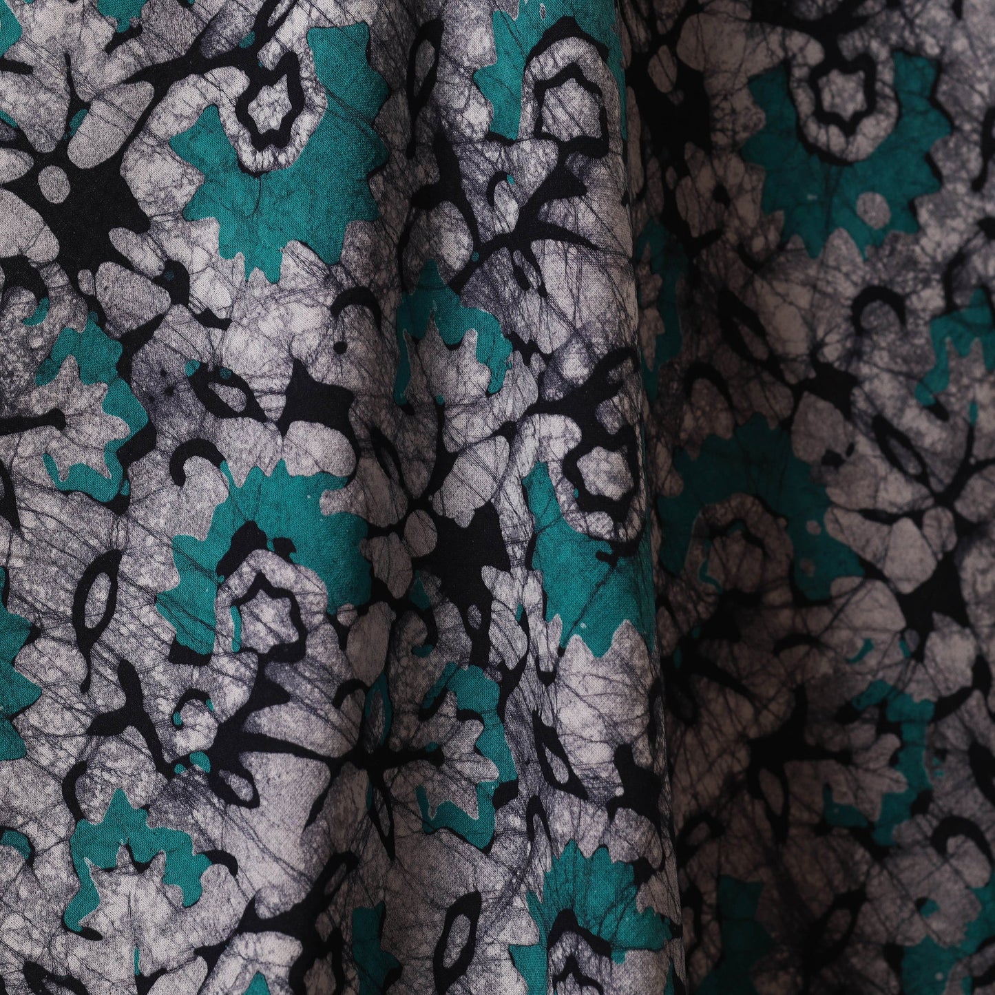 Grey - kutch batik cotton fabric 80 - handcrafted