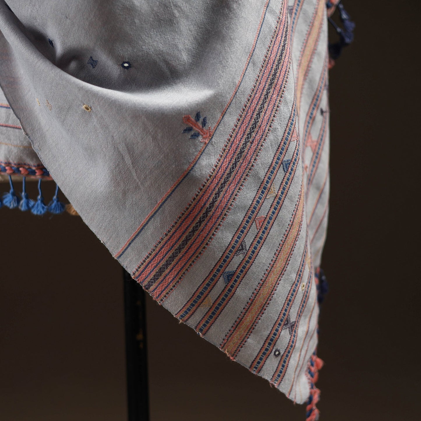 Kutch bhujodi mirror work handwoven merino wool shawl 34