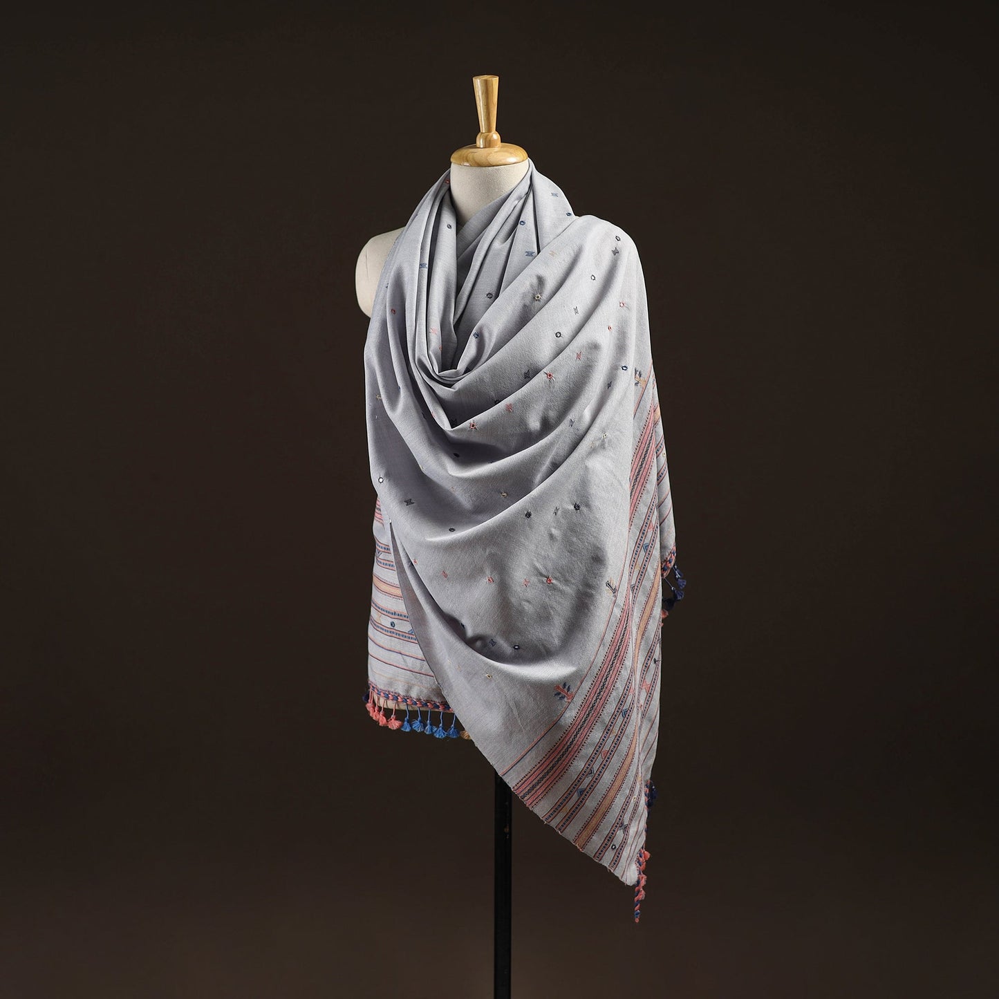 Kutch bhujodi mirror work handwoven merino wool shawl 34