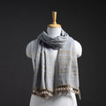 Buy Grey Kutch Embroidery Handwoven Merino Woolen Stole