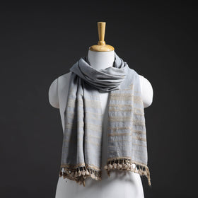 Buy Grey Kutch Embroidery Handwoven Merino Woolen Stole