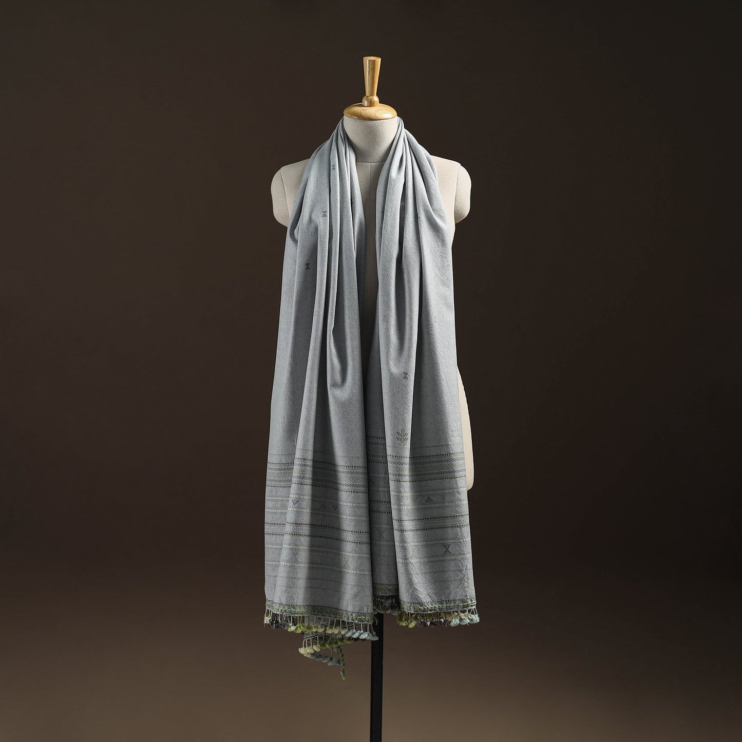 Grey - kutch bhujodi handwoven merino wool shawl 10