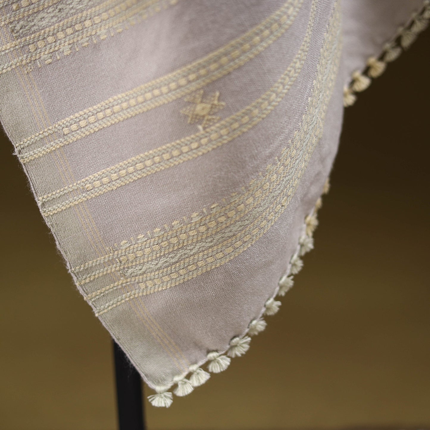 Grey - kutch bhujodi handwoven mirror work acrylic wool