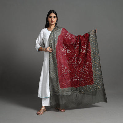 Shop Authentic Grey Bandhani Cotton Dupatta Online