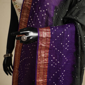 Grey - kutch tie-dye cotton bandhani dupatta with border 41