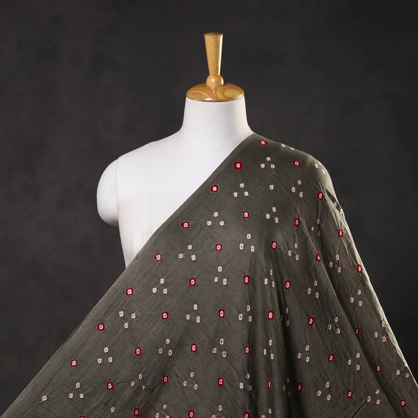 Shop Traditional Grey Bandhani Fabric from Kutch