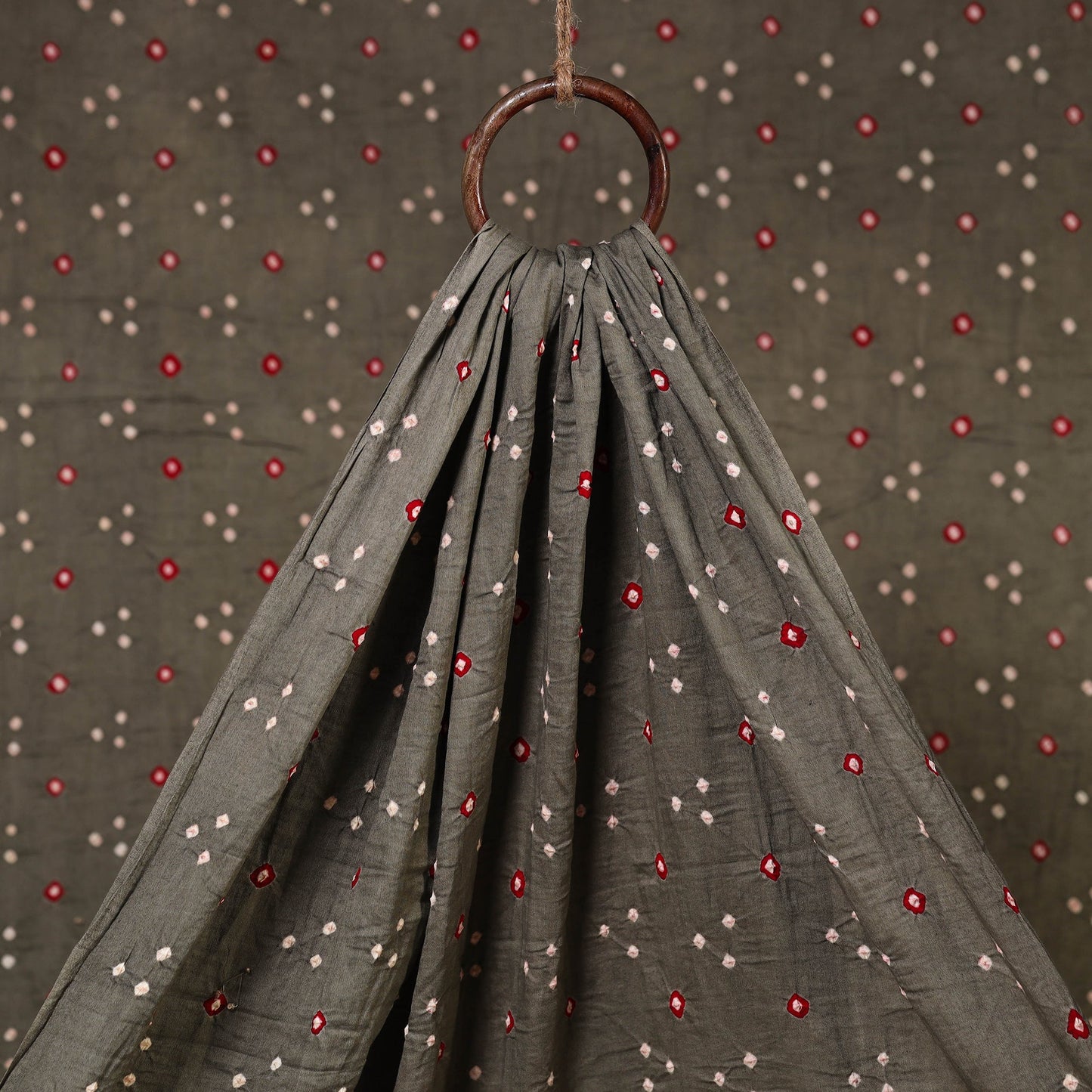 Shop Traditional Grey Bandhani Fabric from Kutch