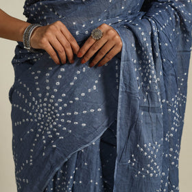 Grey Kutch Tie-Dye Cotton Bandhani Saree