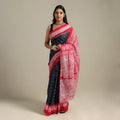 Grey - kutch tie-dye cotton bandhani saree 88 - handcrafted