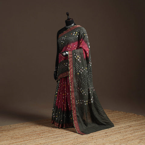 Kutch tie-dye cotton bandhani saree with blouse piece 32