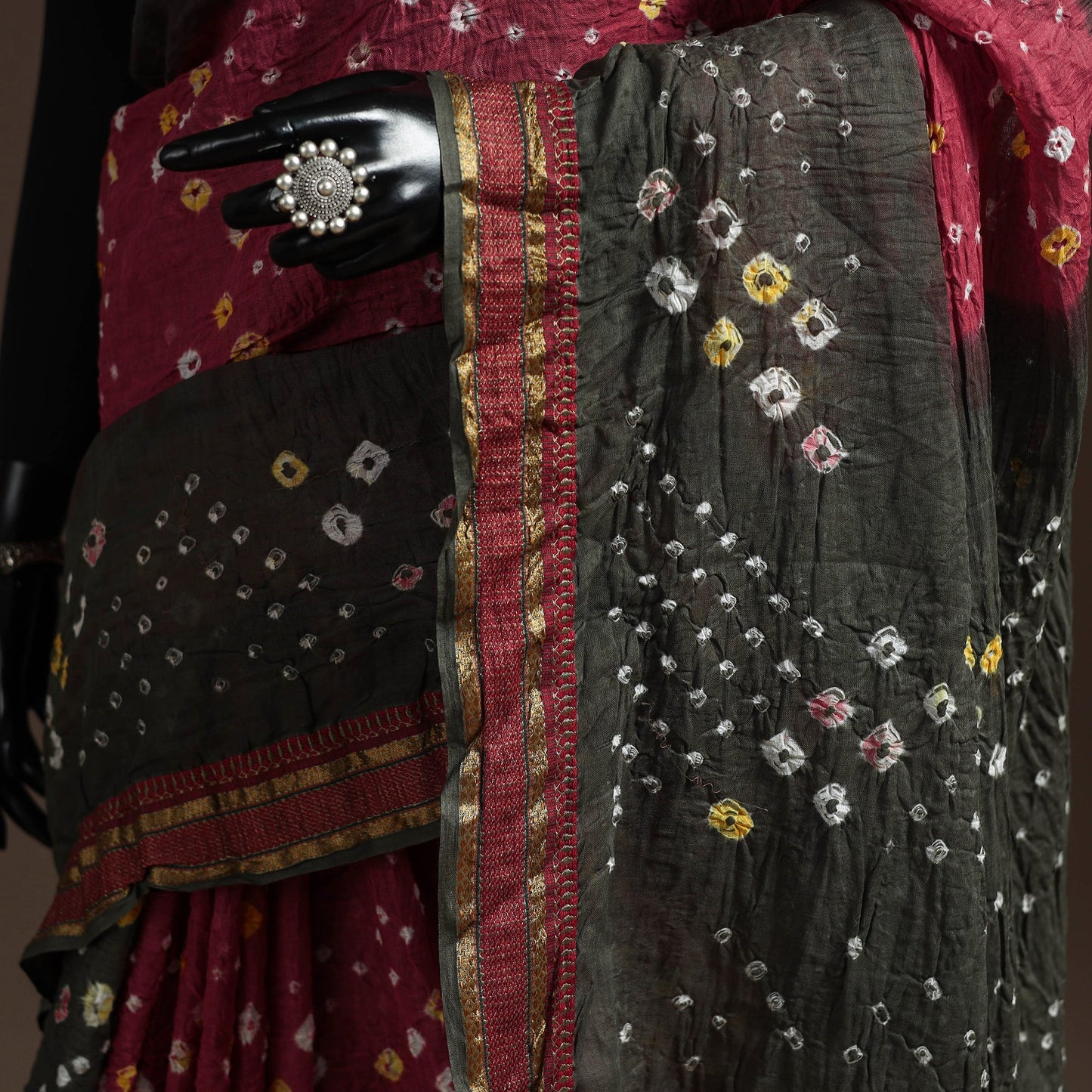 Kutch tie-dye cotton bandhani saree with blouse piece 32