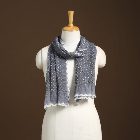 Grey Kutch Tie-Dye Cotton Bandhani Stole