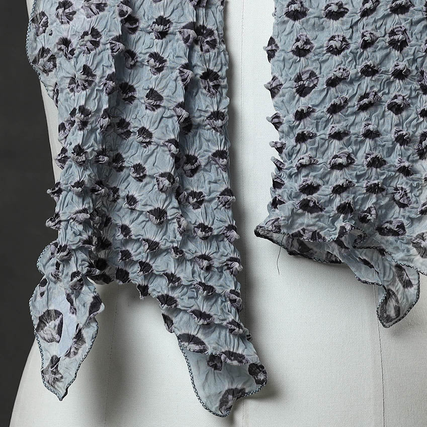 Grey - Kutch Tie-Dye Cotton Bandhani Stole 18