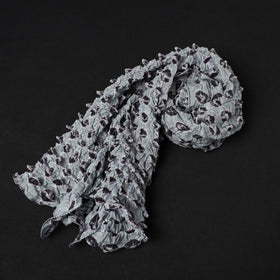 Grey - Kutch Tie-Dye Cotton Bandhani Stole 18