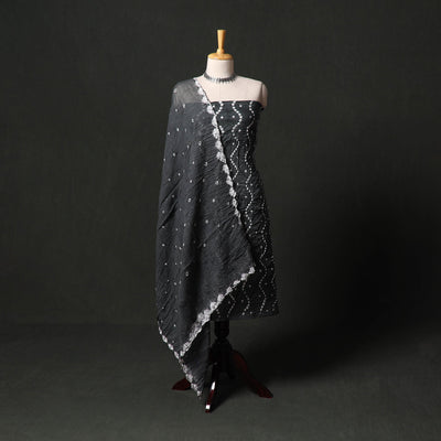 Kutch tie-dye satin cotton bandhani 3pc unstitched dress