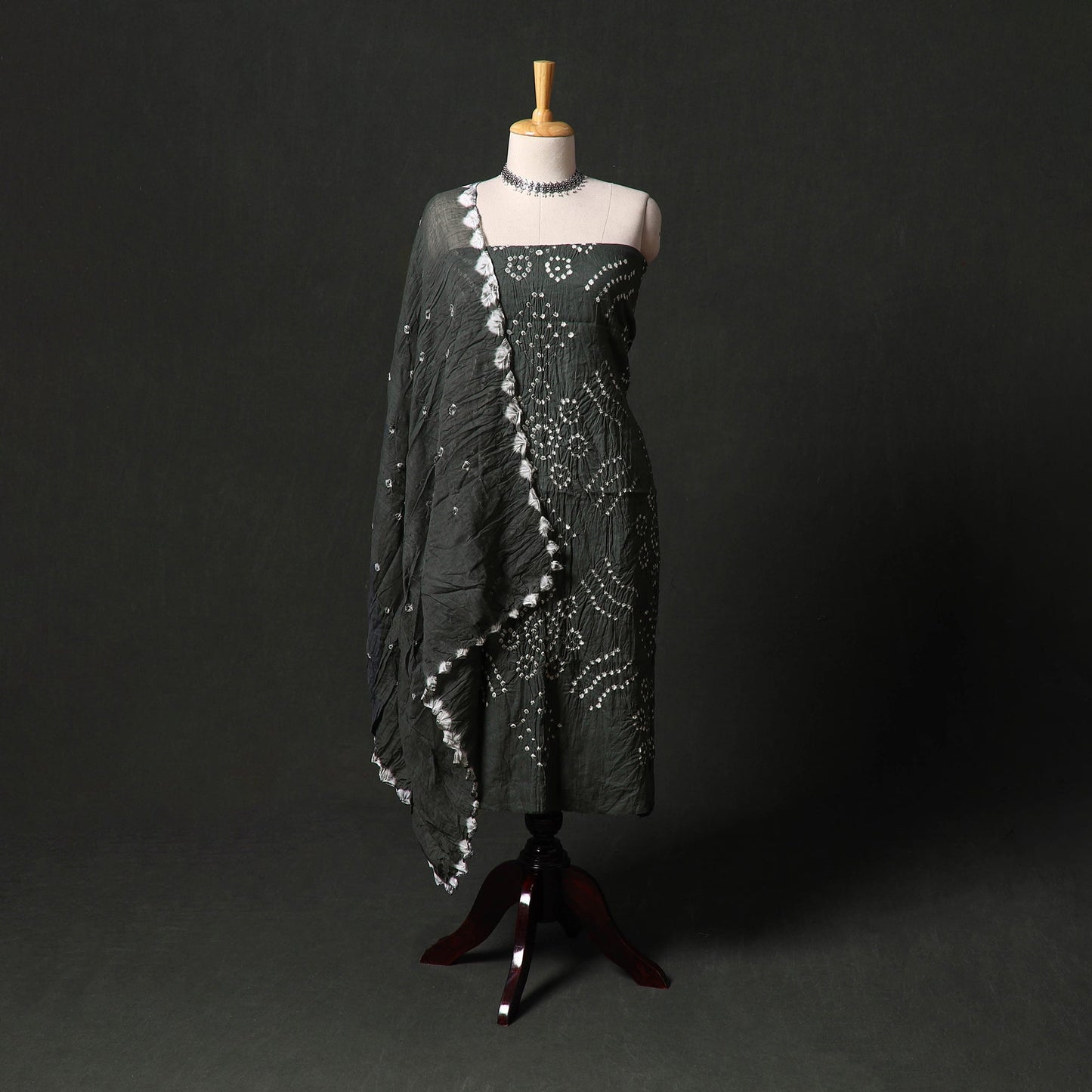 Kutch tie-dye satin cotton bandhani 3pc unstitched dress