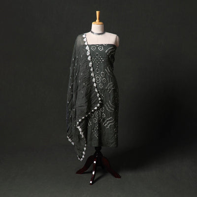 Kutch tie-dye satin cotton bandhani 3pc unstitched dress
