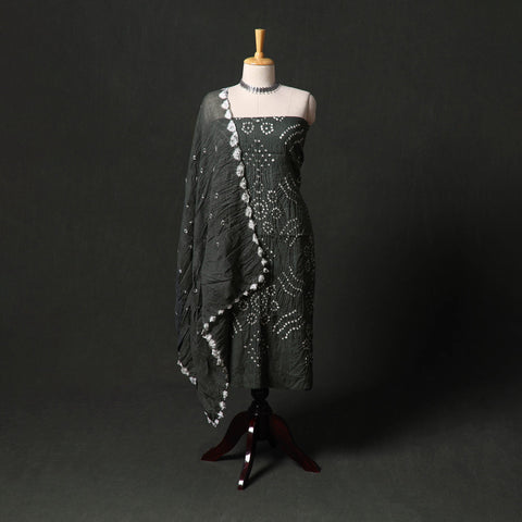 Kutch tie-dye satin cotton bandhani 3pc unstitched dress