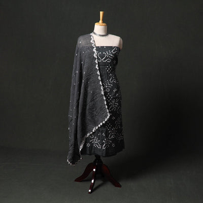 Kutch tie-dye satin cotton bandhani 3pc unstitched dress