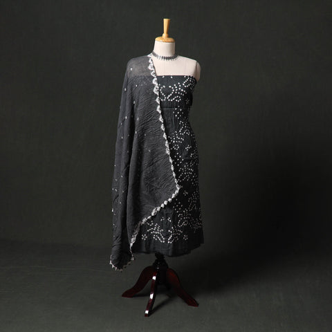Kutch tie-dye satin cotton bandhani 3pc unstitched dress