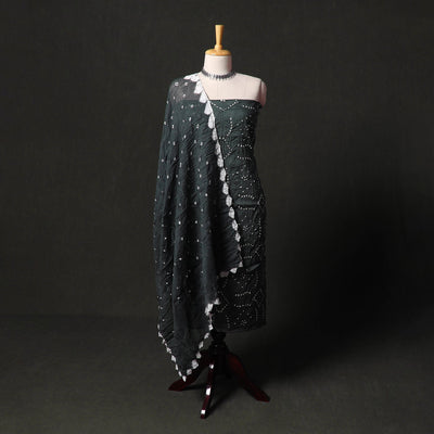 Kutch tie-dye satin cotton bandhani 3pc unstitched dress