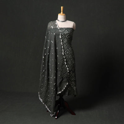 Kutch tie-dye satin cotton bandhani 3pc unstitched dress