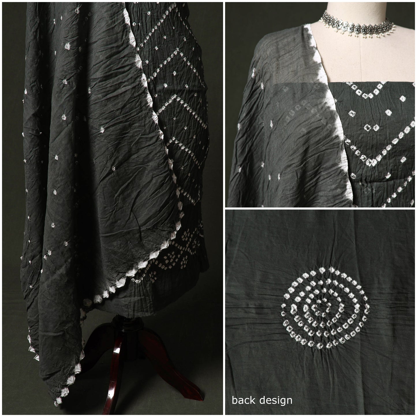 Kutch tie-dye satin cotton bandhani 3pc unstitched dress