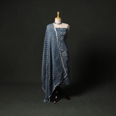 Kutch tie-dye satin cotton bandhani 3pc unstitched dress