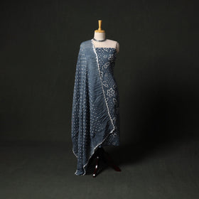 Kutch tie-dye satin cotton bandhani 3pc unstitched dress