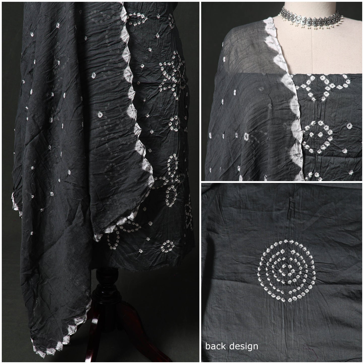 Kutch tie-dye satin cotton bandhani 3pc unstitched dress
