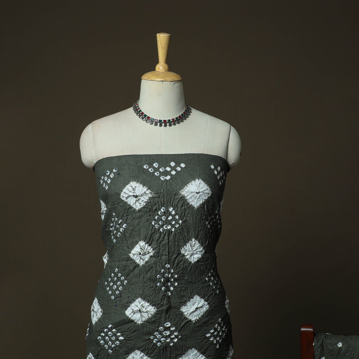 Kutch tie-dye satin cotton bandhani 3pc unstitched dress