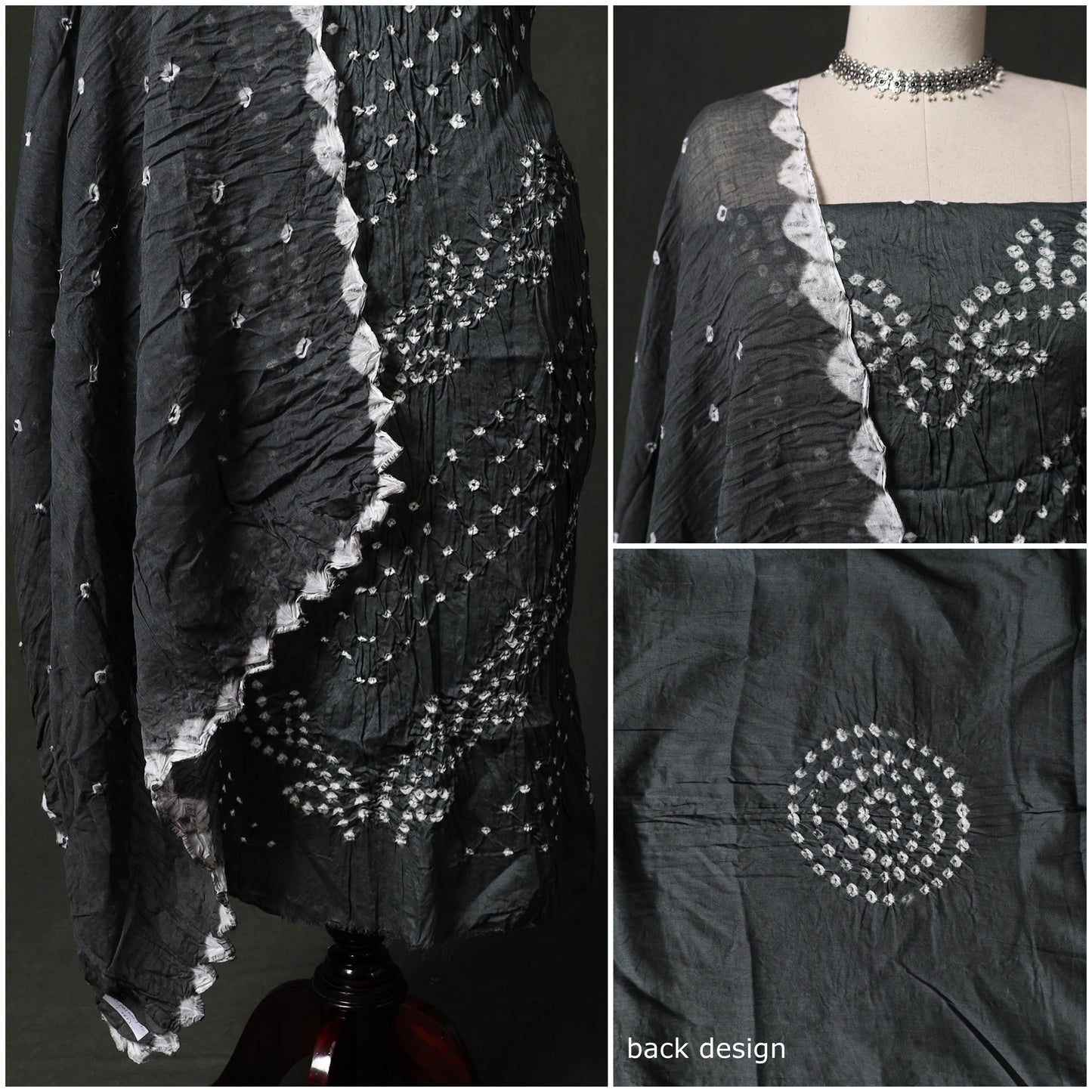 Kutch tie-dye satin cotton bandhani 3pc unstitched dress