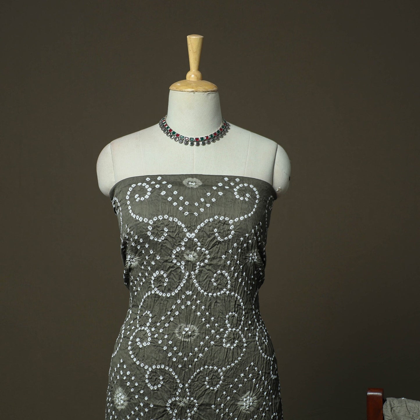Kutch tie-dye satin cotton bandhani 3pc unstitched dress