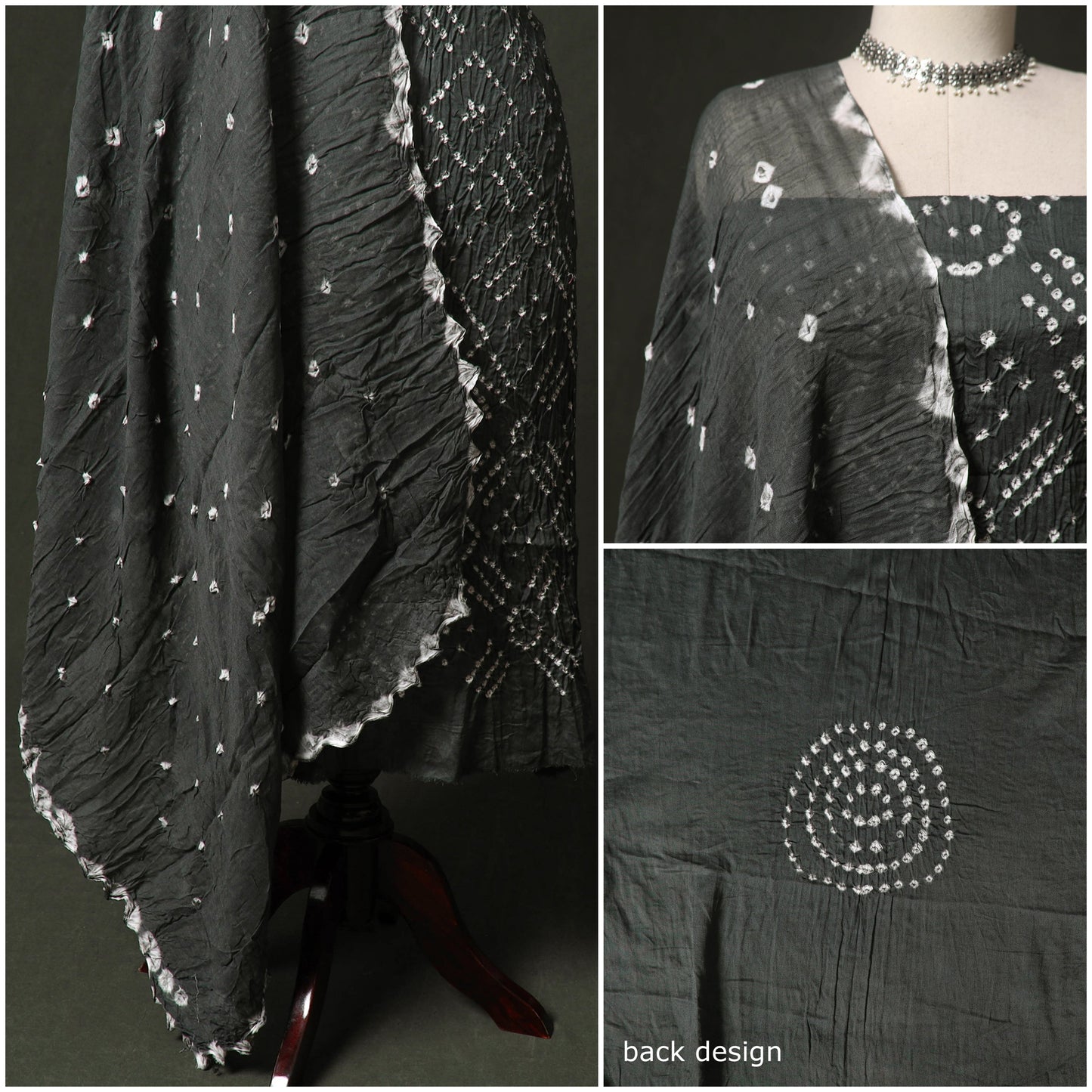 Kutch tie-dye satin cotton bandhani 3pc unstitched dress