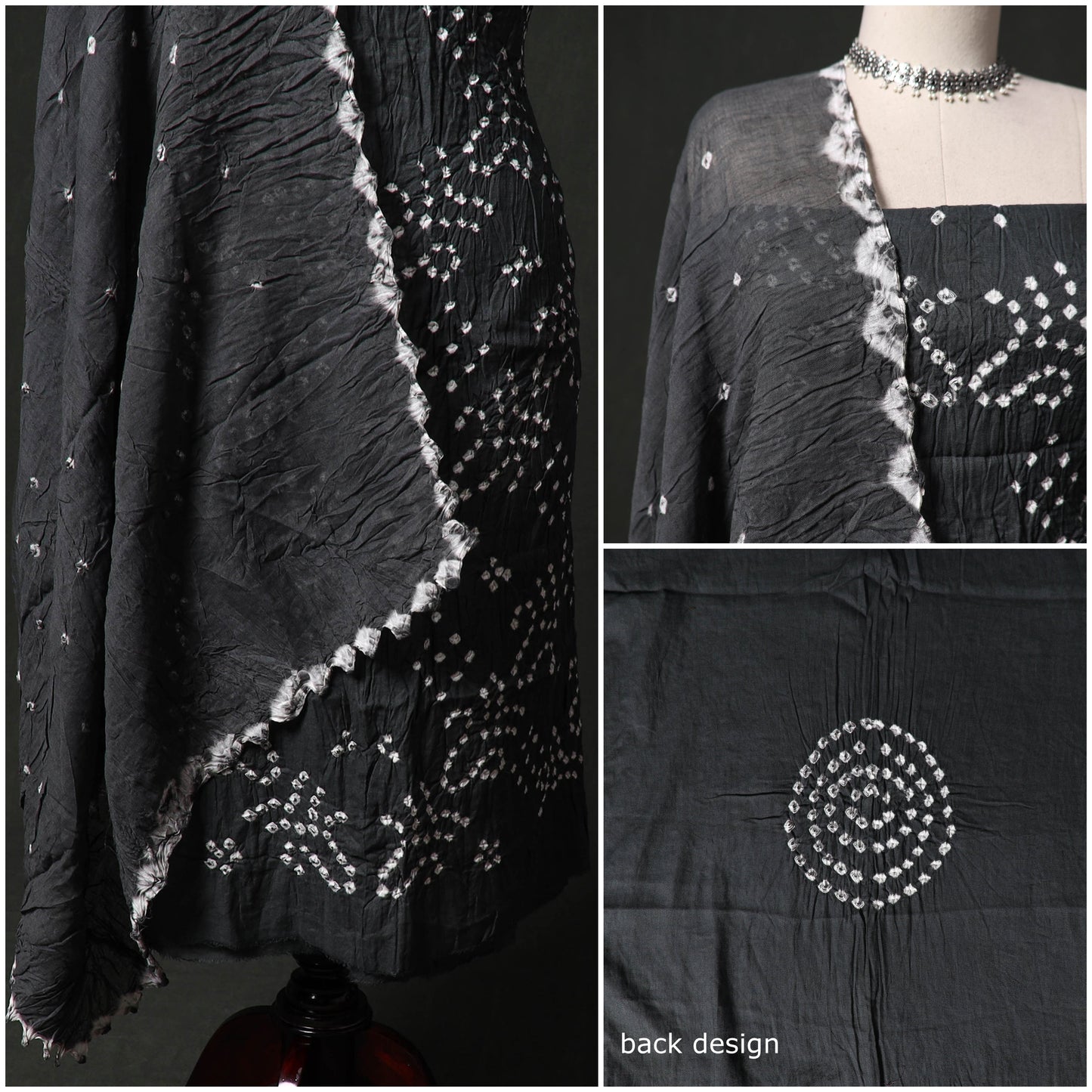 Kutch tie-dye satin cotton bandhani 3pc unstitched dress