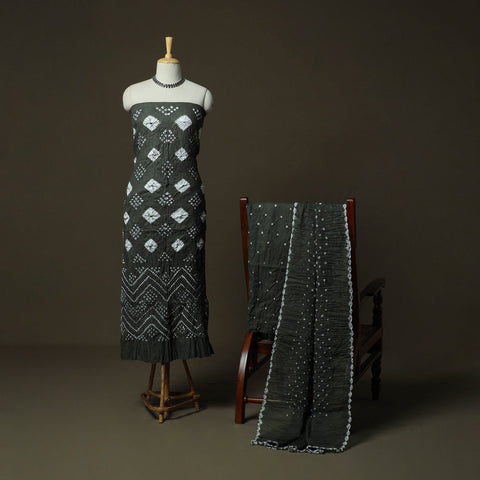 Kutch tie-dye satin cotton bandhani 3pc unstitched dress