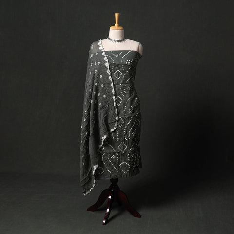 Kutch tie-dye satin cotton bandhani 3pc unstitched dress