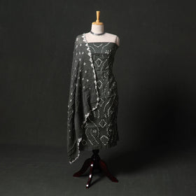 Kutch tie-dye satin cotton bandhani 3pc unstitched dress