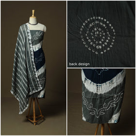 Kutch tie-dye satin cotton bandhani 3pc unstitched dress