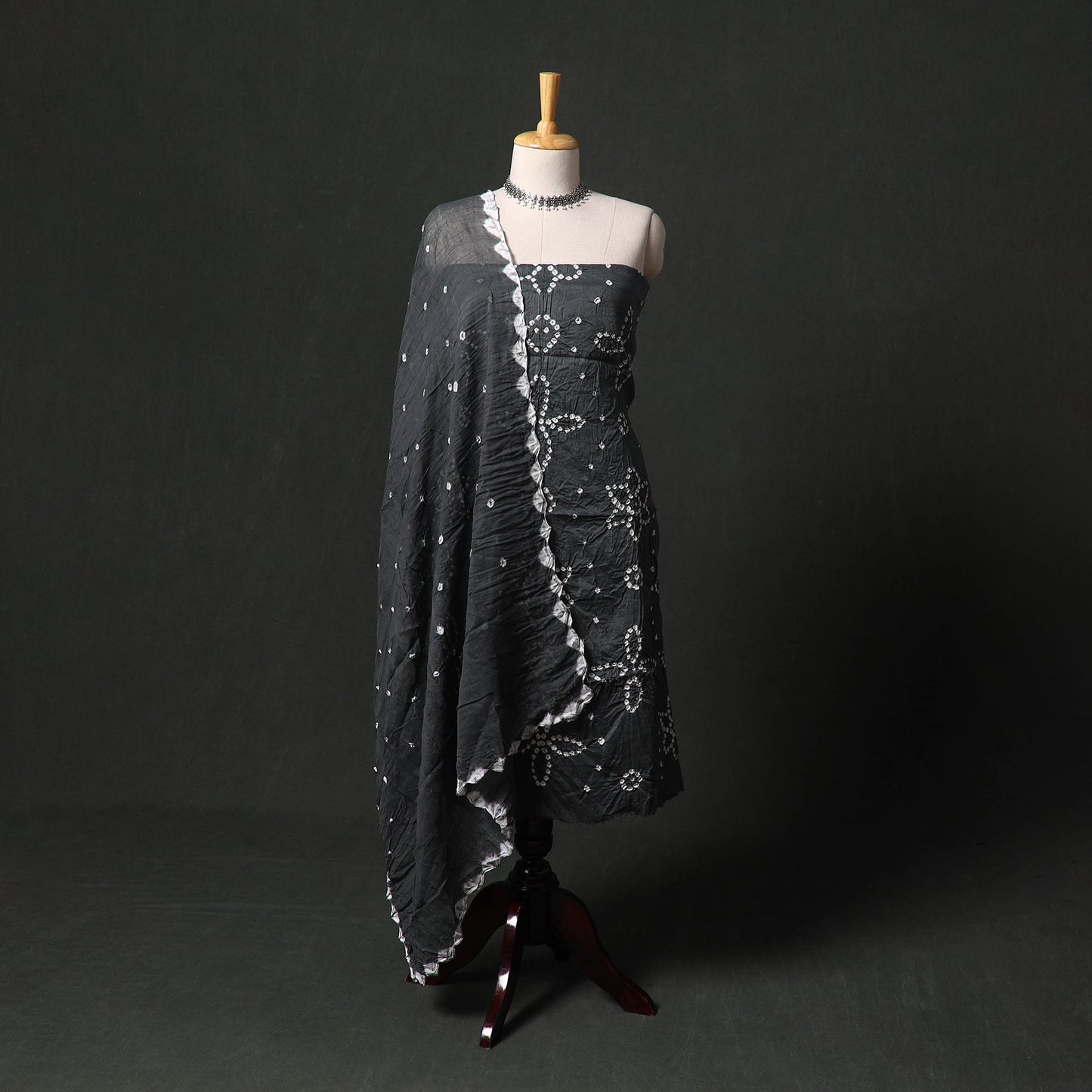 Kutch tie-dye satin cotton bandhani 3pc unstitched dress