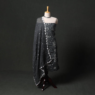 Kutch tie-dye satin cotton bandhani 3pc unstitched dress