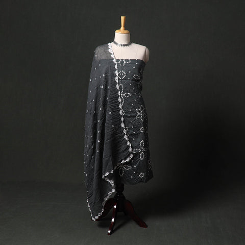 Kutch tie-dye satin cotton bandhani 3pc unstitched dress