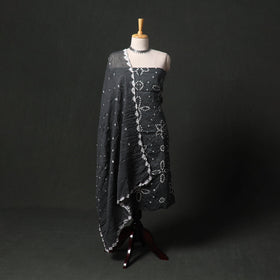 Kutch tie-dye satin cotton bandhani 3pc unstitched dress